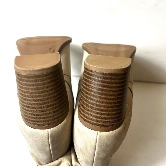 Time and Tru Ankle Heel Boots Women's Size 10 Ivory Slouch Synthetic Memory Foam - Picture 6 of 9